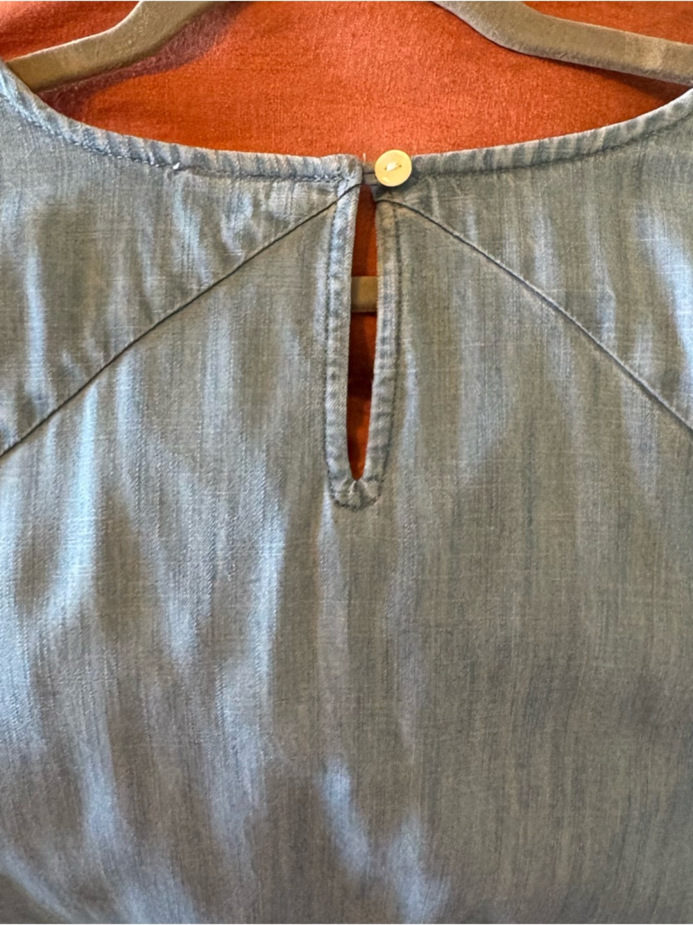 J. Jill Chambray Dress w/ Dark Blue Embroidery | Effortless Boho Chic Sz L - Picture 9 of 11